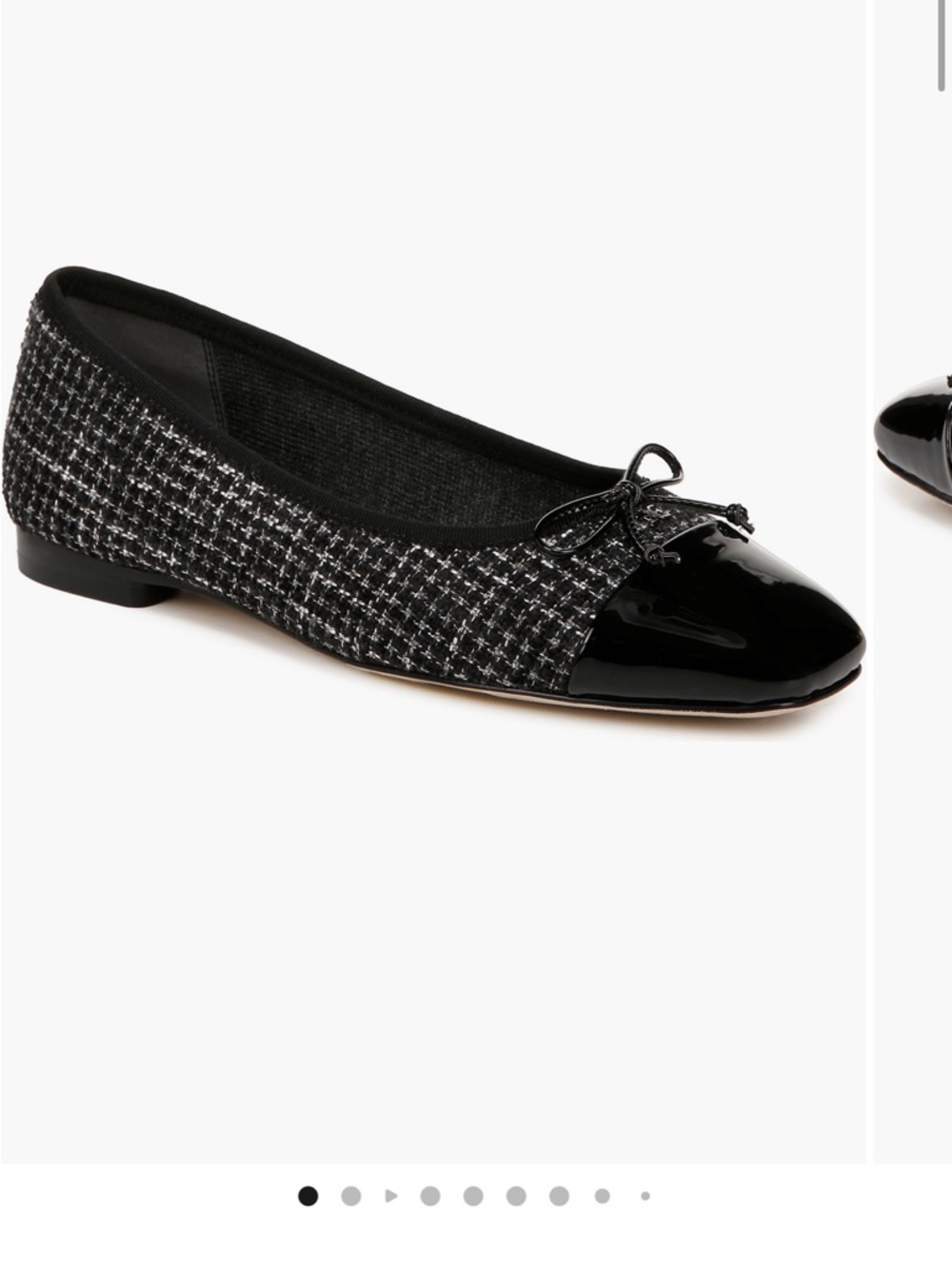 Sam Edelman Black Tweed Ballet Flat with Patent Toe